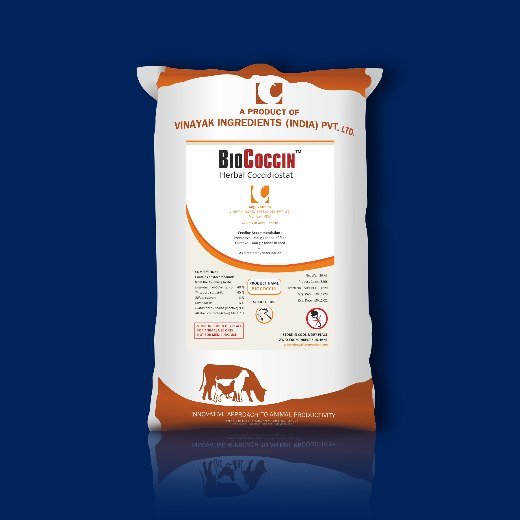 Packaging of BIOCOCCIN - coccidiosis in poultry - treatment of coccidiosis in broilers - natural treatment of coccidiosis in broilers