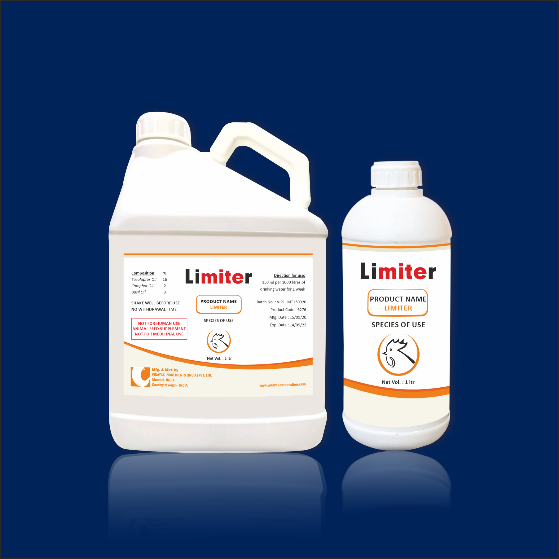 Packaging of LIMITER - poultry red mite management - nature supplement for red mite in poultry - Controlling Poultry Mites