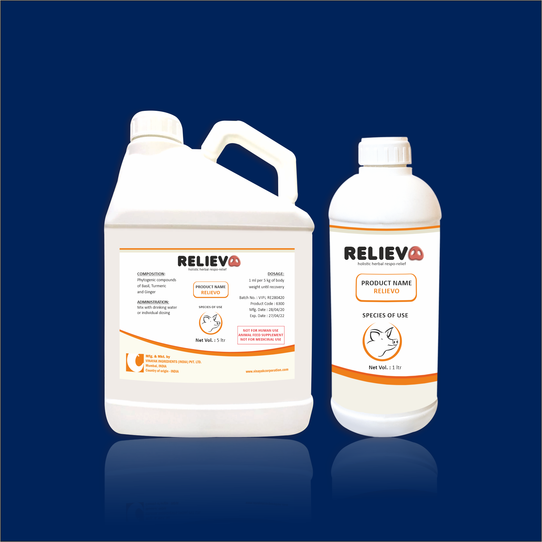Packaging of RELIEVO-supplements-for-pig-expectorant-anti-inflammatory-supplements-for-swine-healthy-mucus-enhancer-for-pigs