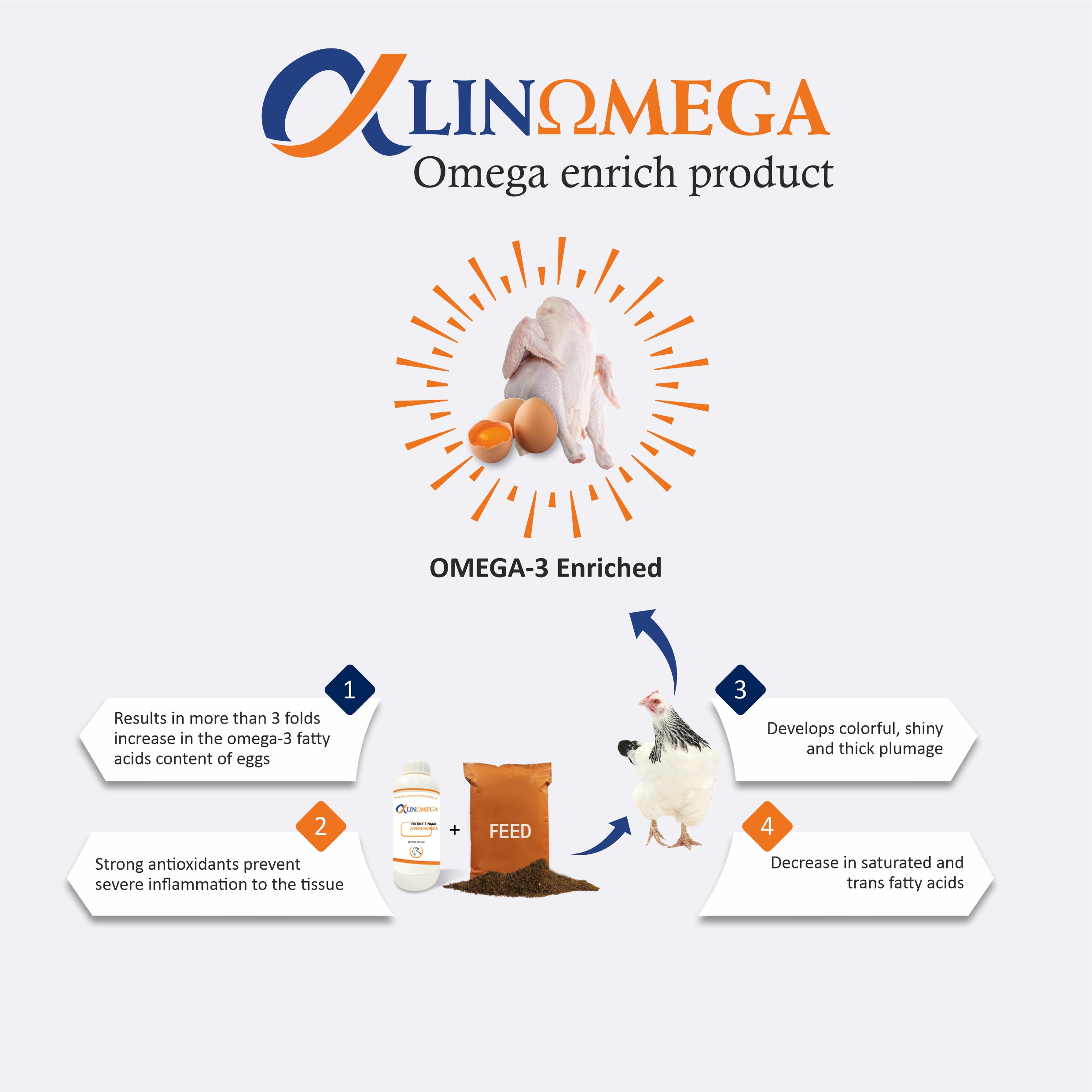 Alphalinomega MOA - omega supplement for poultry - liquid omega for chicken - Poultry Omega fatty acids - Natural Poultry Feed supplements in India - Vinayak
