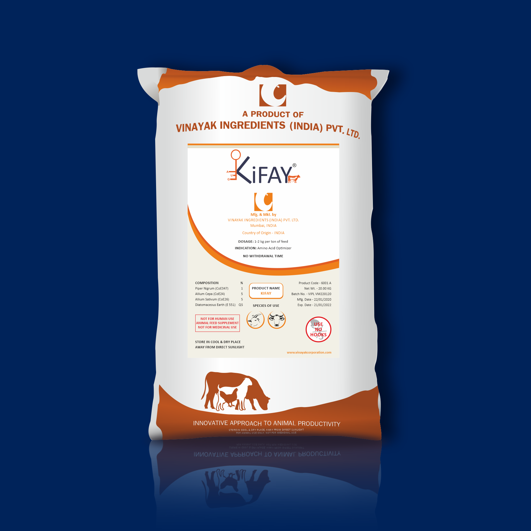 KIFAY - Improve milk protein, Improve snf in milk, Improve milk yield, cattle protein supplement, protein feed for cattle, feed additives for cattle. vinayak Ingredients IN
