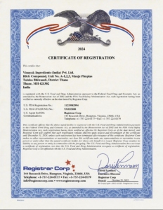 US FDA Certificate of Vinayak Corporate